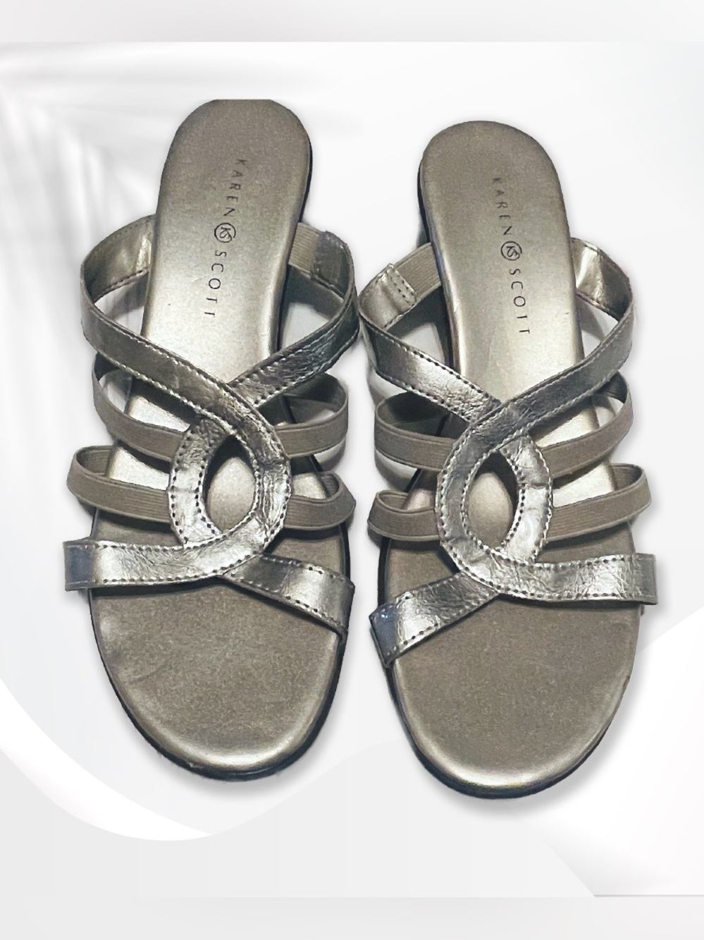 Karen Scott Silver Multi-Strap Slide Sandals sz 11